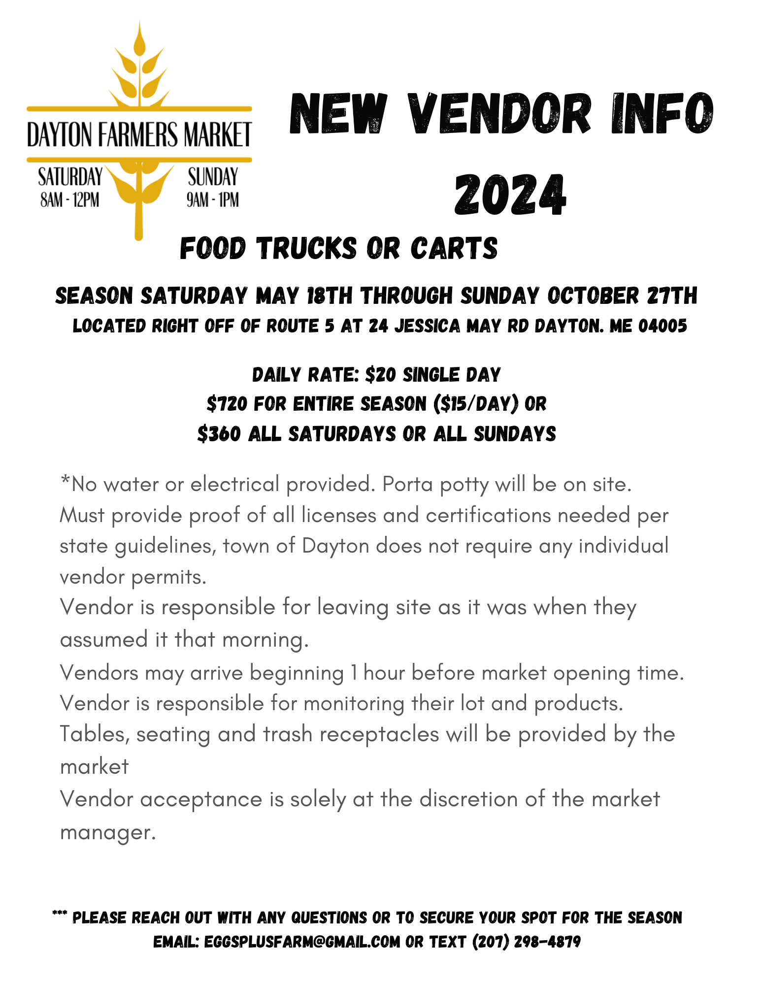 NEW VENDORS DAYTON FARMERS MARKET